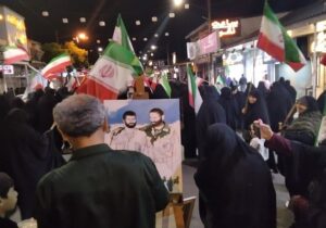 موج پنجاه و هفتمین شب اجتماع مردم بابلسر در میدان شهدای بیت المقدس